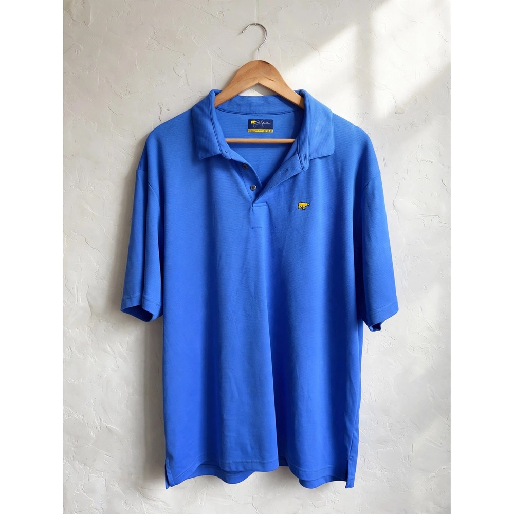 Jack Nicklaus Golden Bear Mens XXL Blue Mesh Golf Polo Shirt Short Sleeve Snag